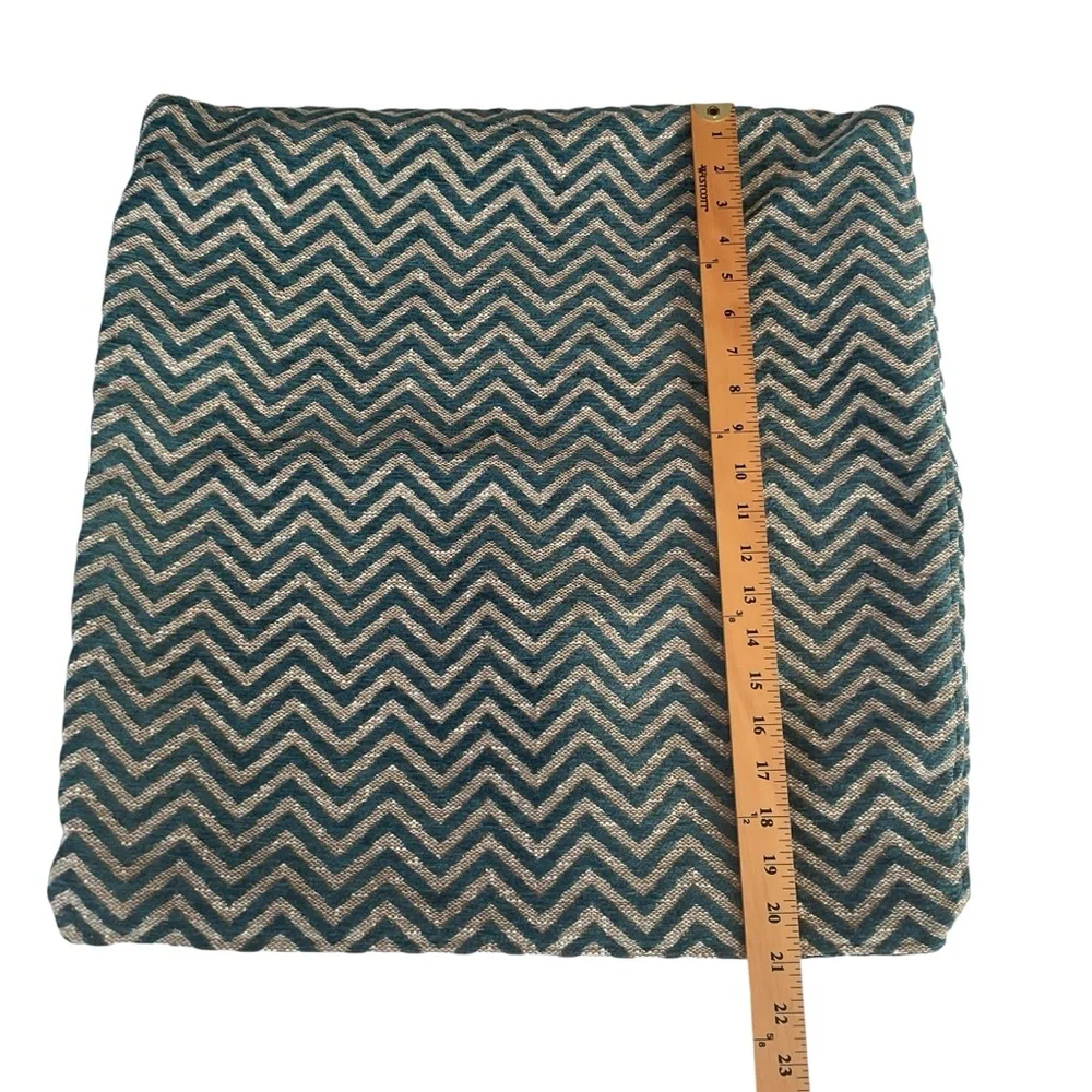 Pillow Covers Chevron Patterned Teal/Tan 21x21 Qty 2
